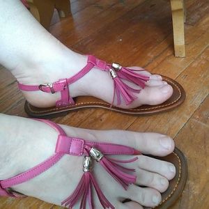 Aldo Pink Tassel Flat Sandals